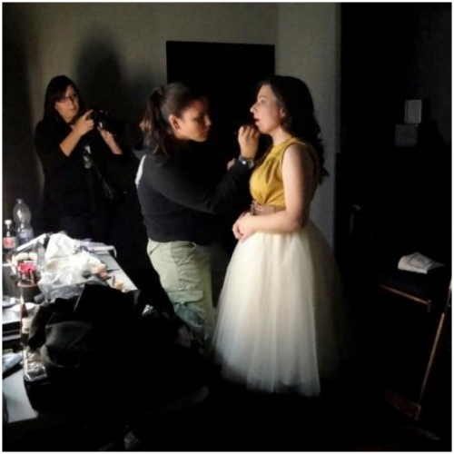 A last minute make up touch near the end of the shoot. We started late and went all night, needing the darkness. I love this. And I love that I got my friend the folk singer into a tulle skirt inspired by the romantic ballets - worlds colliding! 