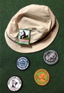 Petey Fisk's hat with the interchangeable (velcro) animal awareness patches.